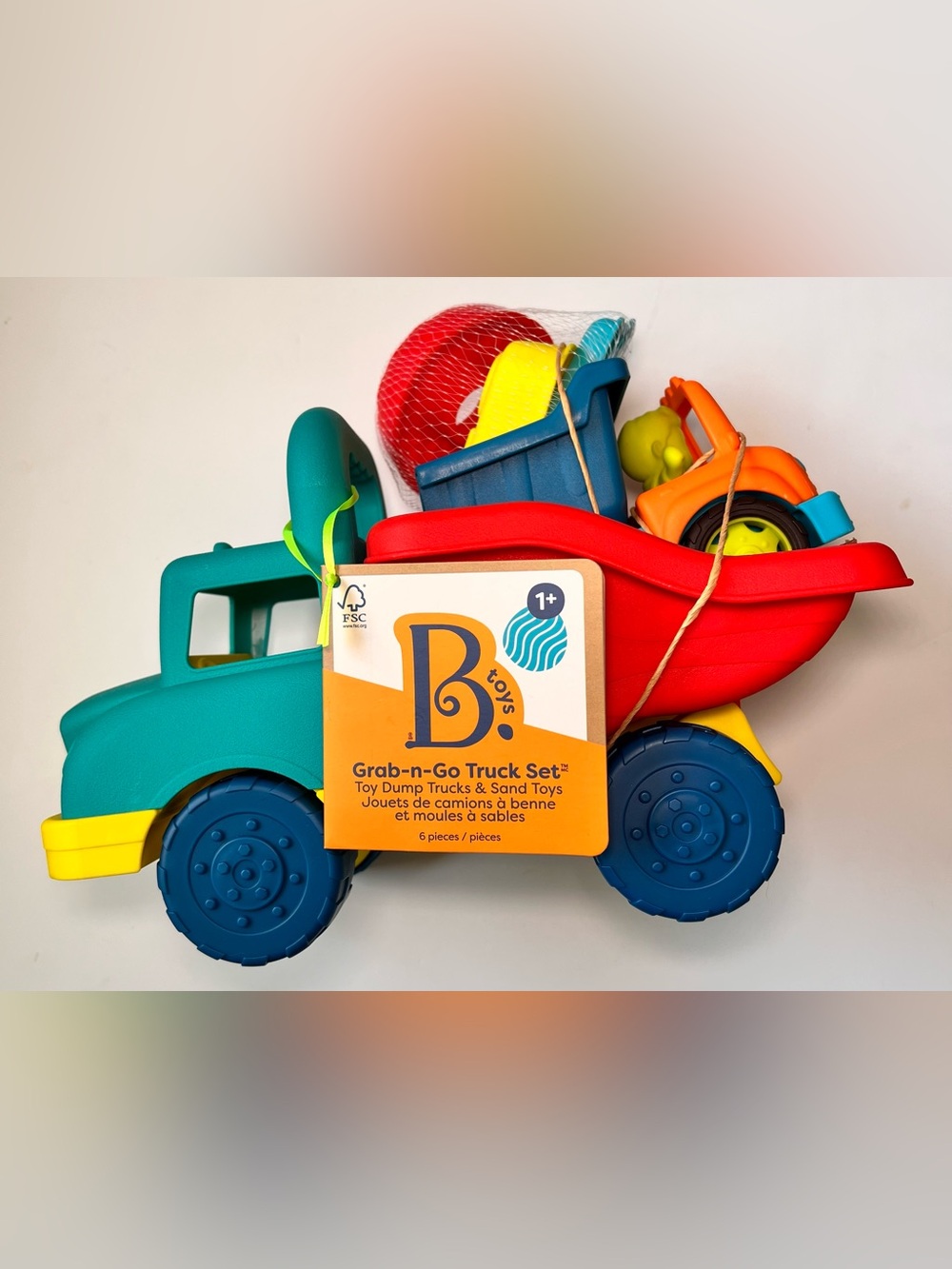 Grab-n-Go Truck Set - 1 Small Truck, 1 Large Truck, 1 Removable Driver + 3 Toys